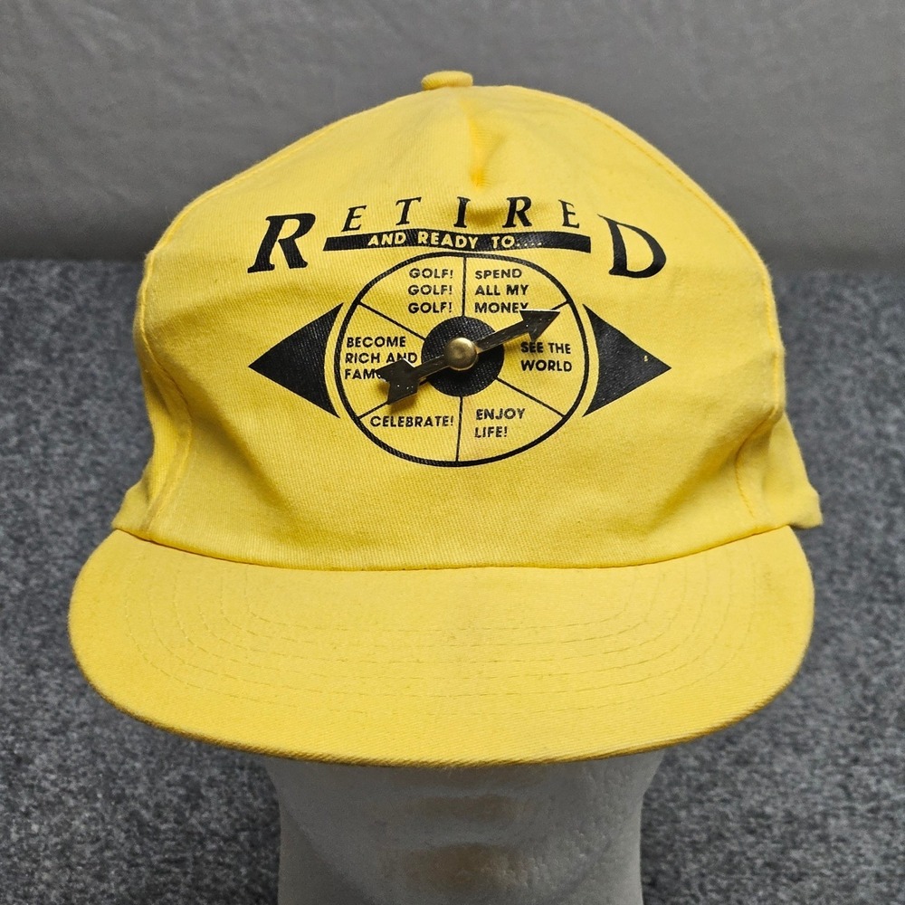 Vintage Retired Spinner Hat Yellow Snapback Cap Grandpacore Novelty Retirement